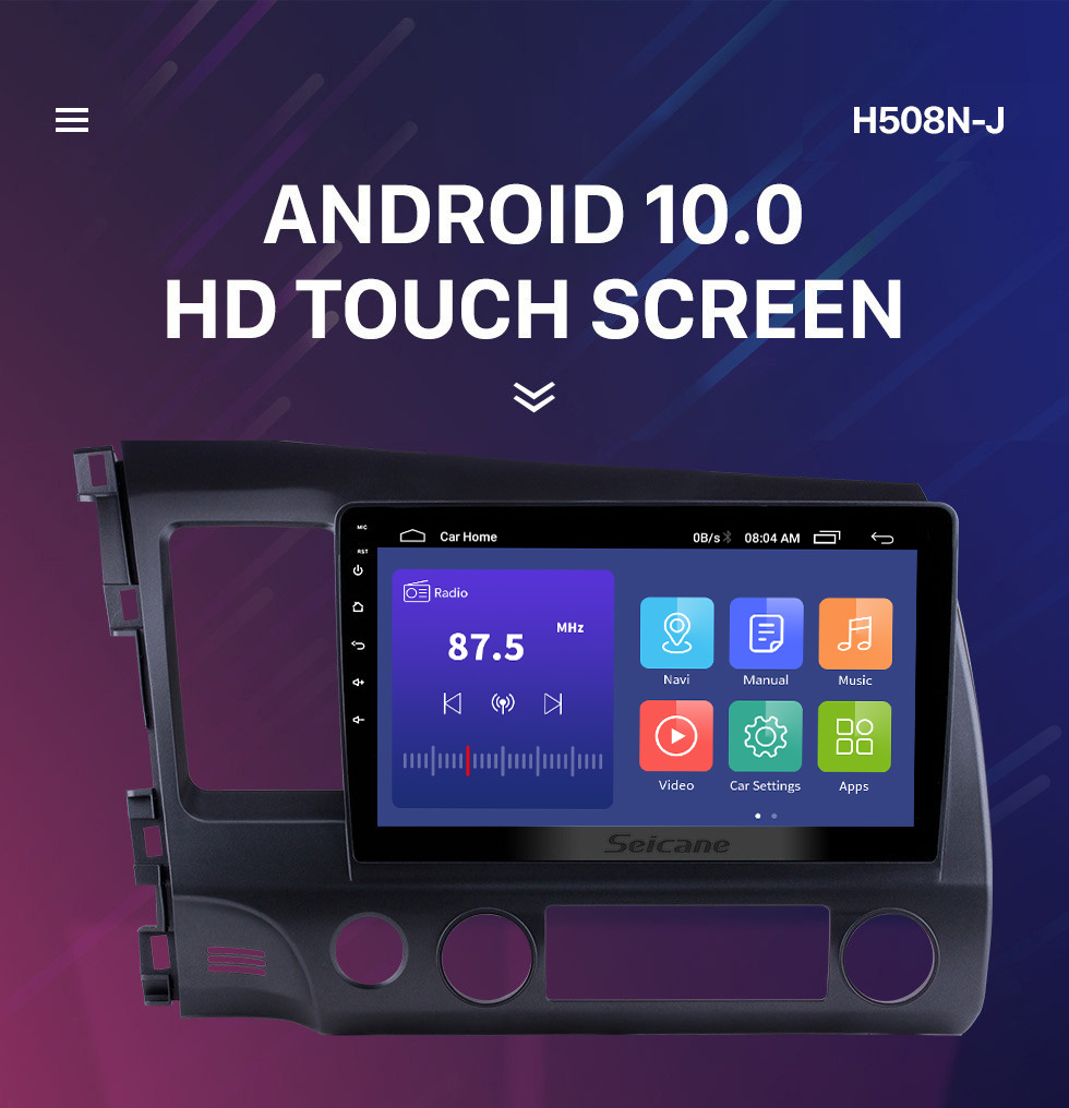 Seicane 10.1 pulgadas 1024 * 600 Pantalla táctil HD Android 10.0 Radio de navegación GPS para 2006-2011 Honda Civic (LHD) con Bluetooth WIFI OBD2 USB Audio Aux 1080P Cámara de vista trasera Seicane 10.1 pulgadas 1024 * 600 Pantalla táctil HD Android 10.0 Radio de navegación GPS para 2006-2011 Honda Civic (LHD) con Bluetooth WIFI OBD2 USB Audio Aux 1080P Cámara de vista trasera