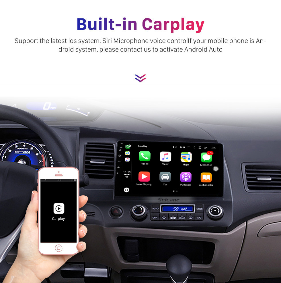 Seicane 10.1 pulgadas 1024 * 600 Pantalla táctil HD Android 10.0 Radio de navegación GPS para 2006-2011 Honda Civic (LHD) con Bluetooth WIFI OBD2 USB Audio Aux 1080P Cámara de vista trasera Seicane 10.1 pulgadas 1024 * 600 Pantalla táctil HD Android 10.0 Radio de navegación GPS para 2006-2011 Honda Civic (LHD) con Bluetooth WIFI OBD2 USB Audio Aux 1080P Cámara de vista trasera