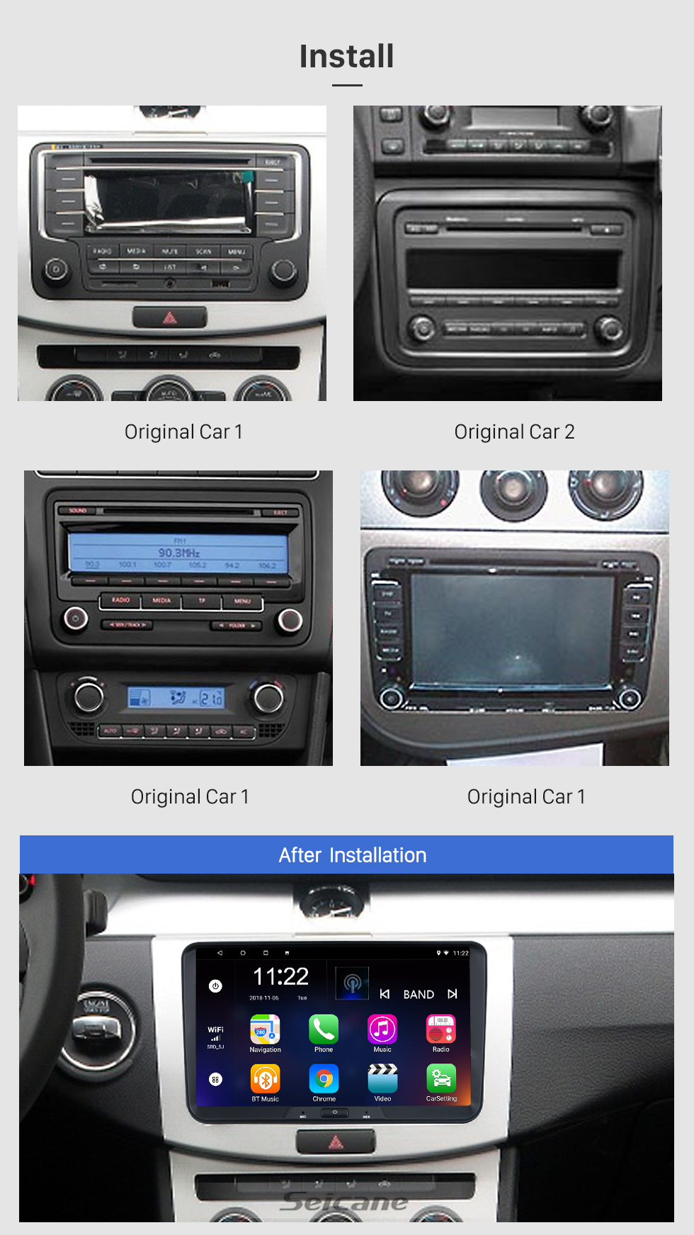 Seicane HD Touchscreen 9 polegadas para 2018 Honda Elysion Radio Android 10.0 Sistema de Navegação GPS com suporte Bluetooth Carplay