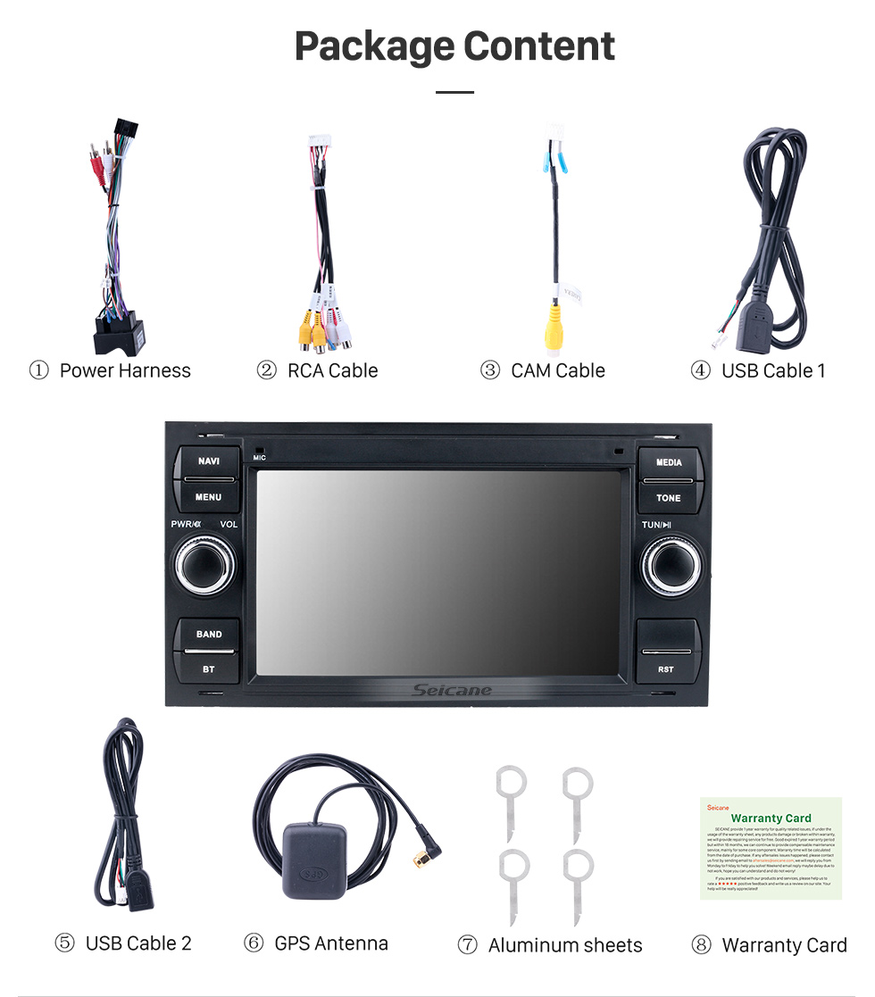 Seicane 2005 Ford Fiesta Form Android 10.0 Aftermarket Radio Sistema de navegación GPS con reproductor de DVD Bluetooth HD 1024 * 600 pantalla táctil OBD2 DVR Cámara de visión trasera TV 1080P Video 4G WIFI Control del volante USB Enlace espejo