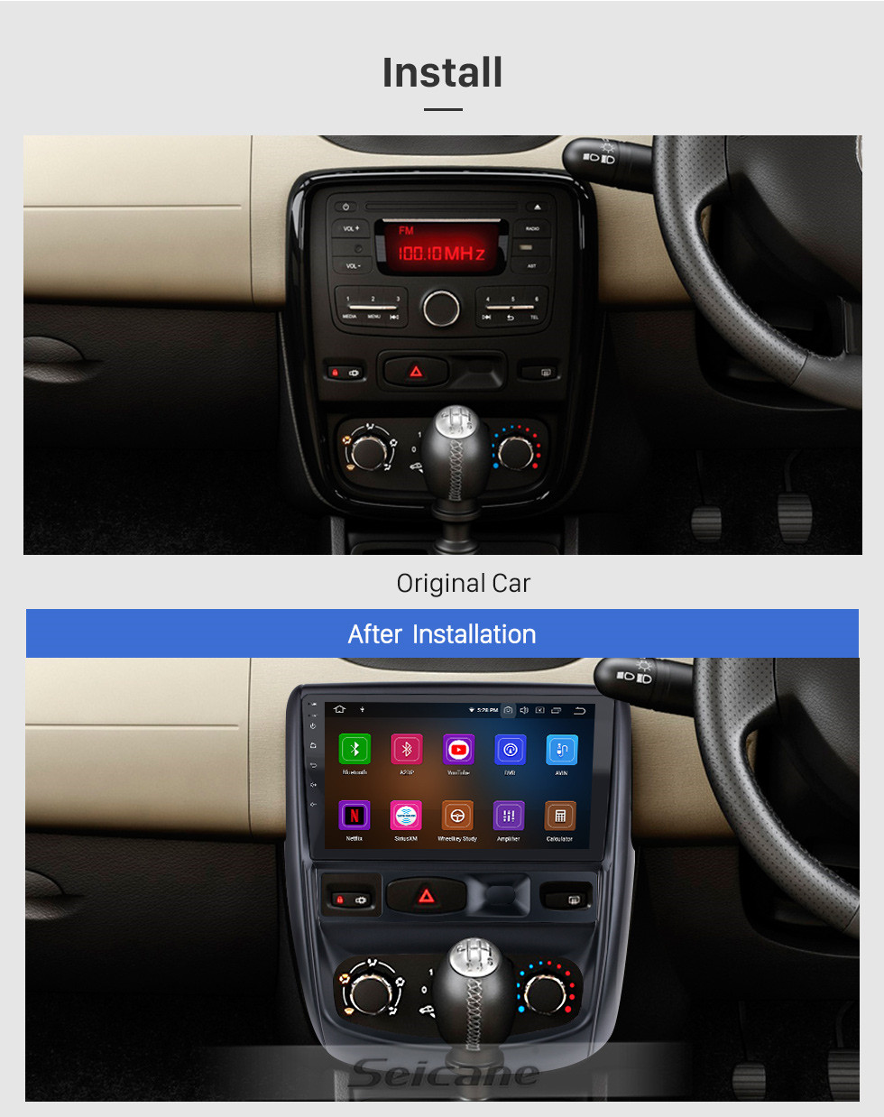 Seicane OEM Android 11.0 Para 2012 Renault Duste Radio com Bluetooth 9 polegada HD Touchscreen Sistema de Navegação GPS Suporte Carplay DSP