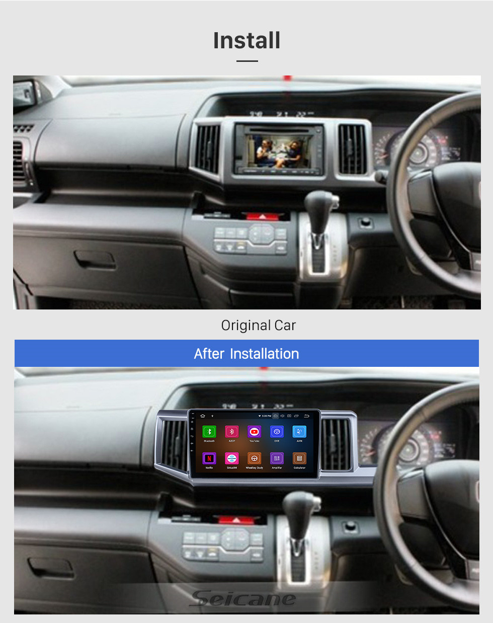Seicane Android 11.0 pour 2009-2015 Honda Stepwgn RHD Radio Système de navigation GPS 10,1 pouces avec écran tactile Bluetooth HD Prise en charge Carplay DSP