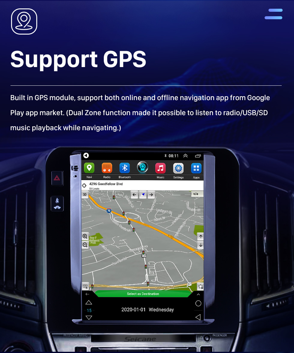 Seicane 2015-2018 Ford Sharp 9.7 inch Android 9.1 GPS Navigation Radio with HD Touchscreen Bluetooth support Carplay Rear camera Seicane 2015-2018 Ford Sharp 9.7 inch Android 9.1 GPS Navigation Radio with HD Touchscreen Bluetooth support Carplay Rear camera