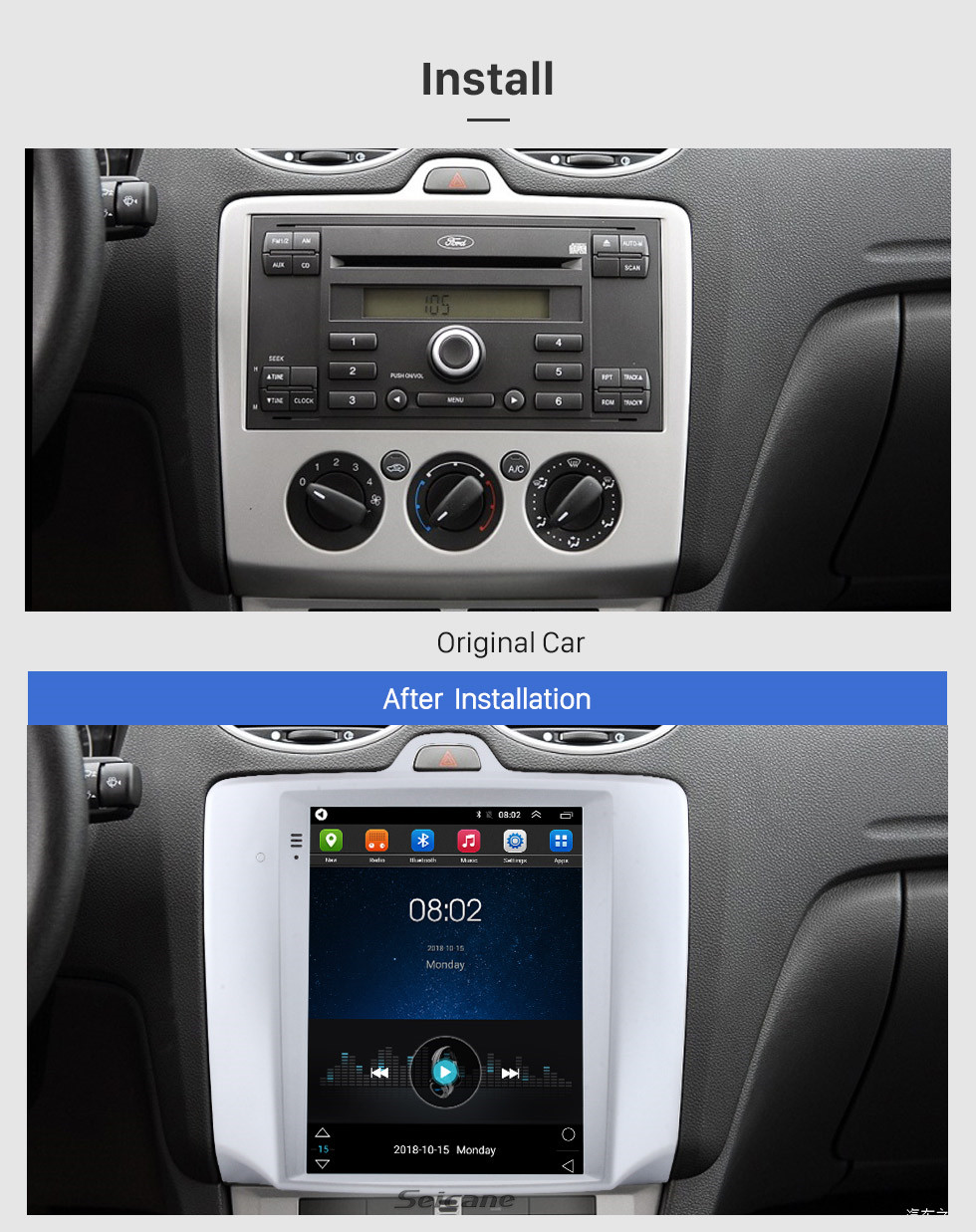 Seicane 2005-2014 Ford Classic Focus 9.7 inch Android 9.1 GPS Navigation Radio with HD Touchscreen Bluetooth WIFI AUX support Carplay Rearview camera Seicane 2005-2014 Ford Classic Focus 9.7 inch Android 9.1 GPS Navigation Radio with HD Touchscreen Bluetooth WIFI AUX support Carplay Rearview camera