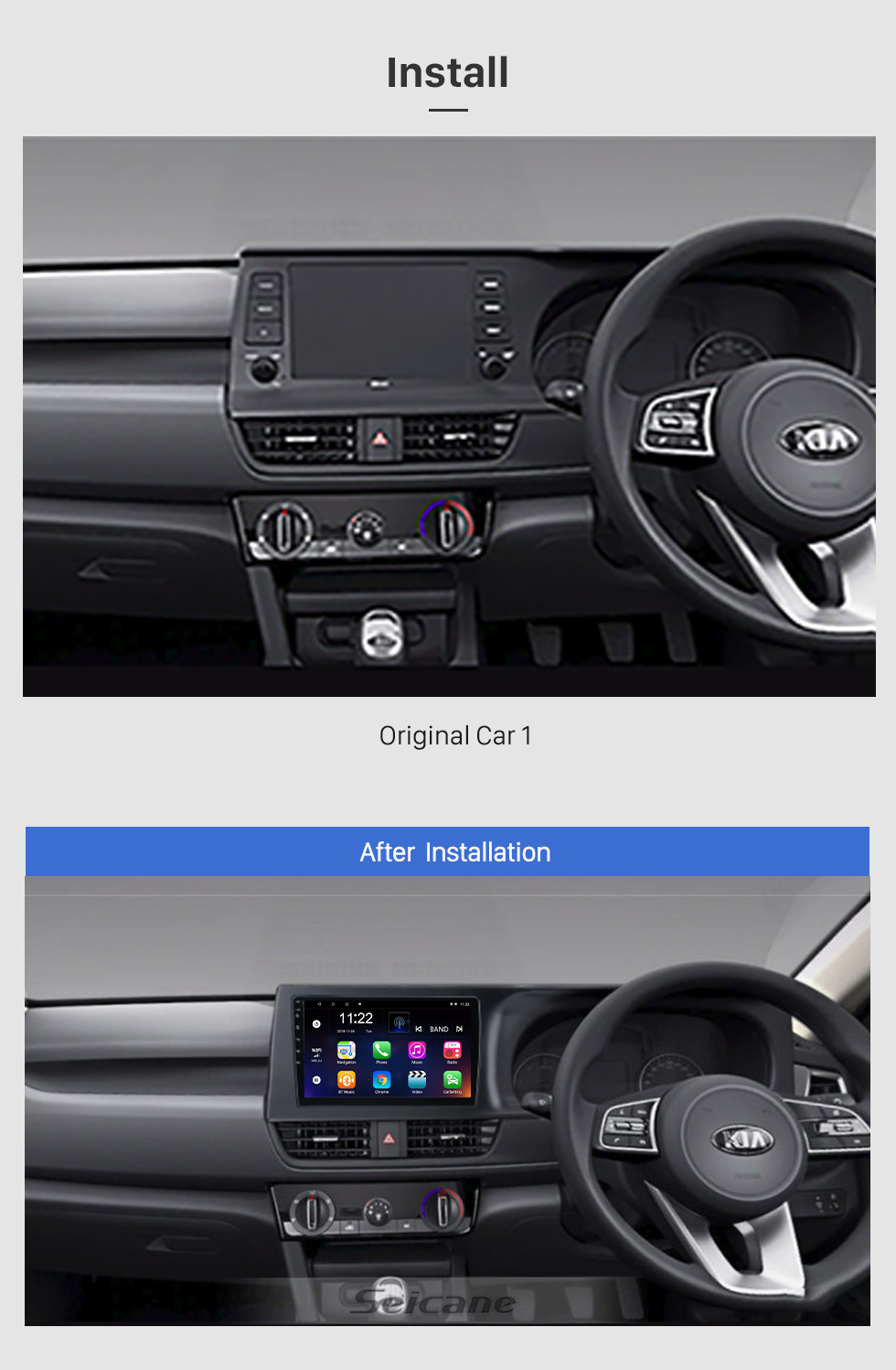 Seicane 10,1-дюймовый Android 13.0 для 2019 Kia Seltos RHD Radio GPS-навигационная система с сенсорным экраном HD Поддержка Bluetooth Carplay TPMS
