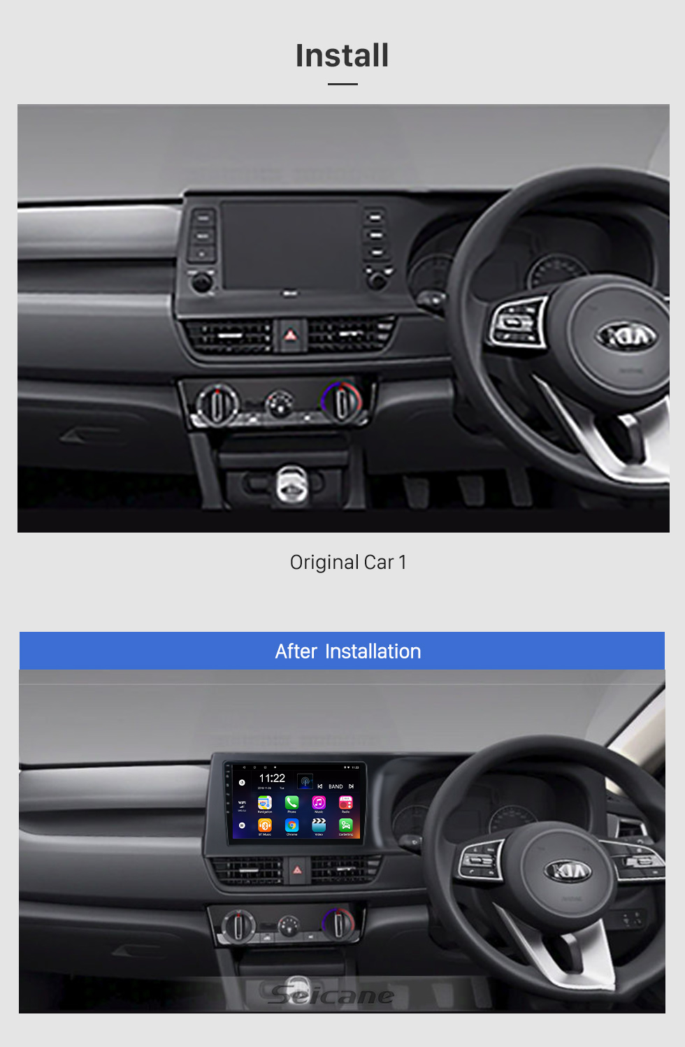 Seicane 10,1 Zoll Android 13.0 für 2019 Kia Seltos RHD Radio GPS Navigationssystem mit HD Touchscreen Bluetooth Unterstützung Carplay TPMS