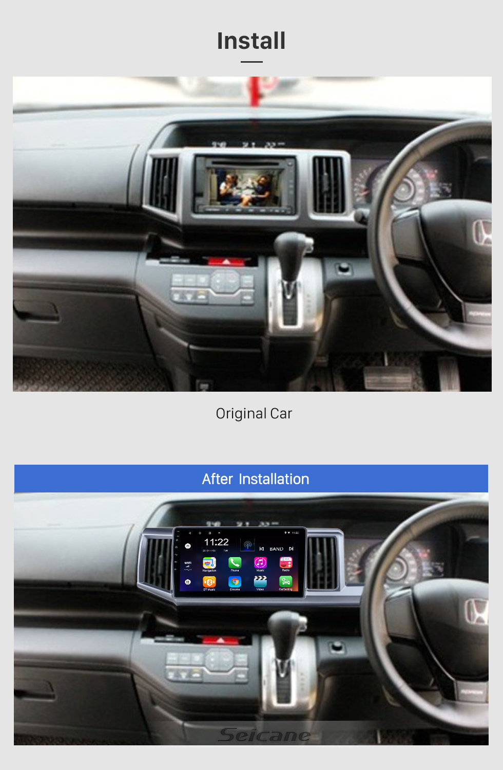 Seicane 10,1-дюймовый Android 10.0 для 2009-2015 Honda Stepwgn RHD Radio GPS-навигационная система с сенсорным экраном HD Поддержка Bluetooth Carplay OBD2