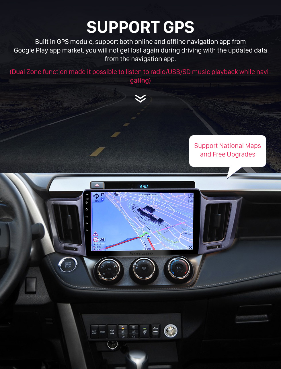 Seicane 2013-2016 Toyota RAV4 10.1 inch Android 10.0 GPS Sat Nav In Car with Touch Screen 3G WiFi AM FM Radio Bluetooth Music USB support OBD2 DVR TPMS Seicane 2013-2016 Toyota RAV4 10.1 inch Android 10.0 GPS Sat Nav In Car with Touch Screen 3G WiFi AM FM Radio Bluetooth Music USB support OBD2 DVR TPMS