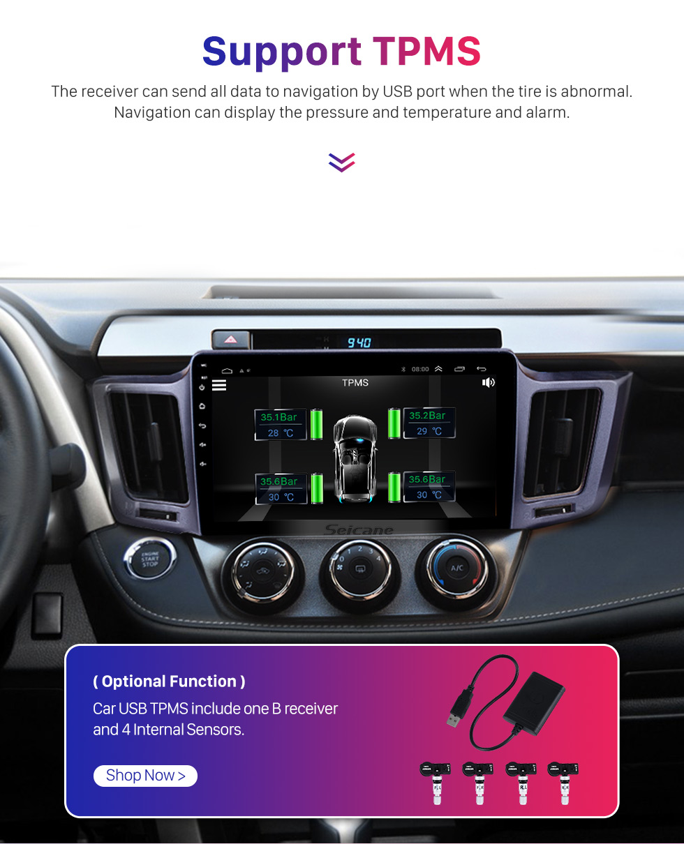 Seicane 2013-2016 Toyota RAV4 10.1 inch Android 10.0 GPS Sat Nav In Car with Touch Screen 3G WiFi AM FM Radio Bluetooth Music USB support OBD2 DVR TPMS Seicane 2013-2016 Toyota RAV4 10.1 inch Android 10.0 GPS Sat Nav In Car with Touch Screen 3G WiFi AM FM Radio Bluetooth Music USB support OBD2 DVR TPMS
