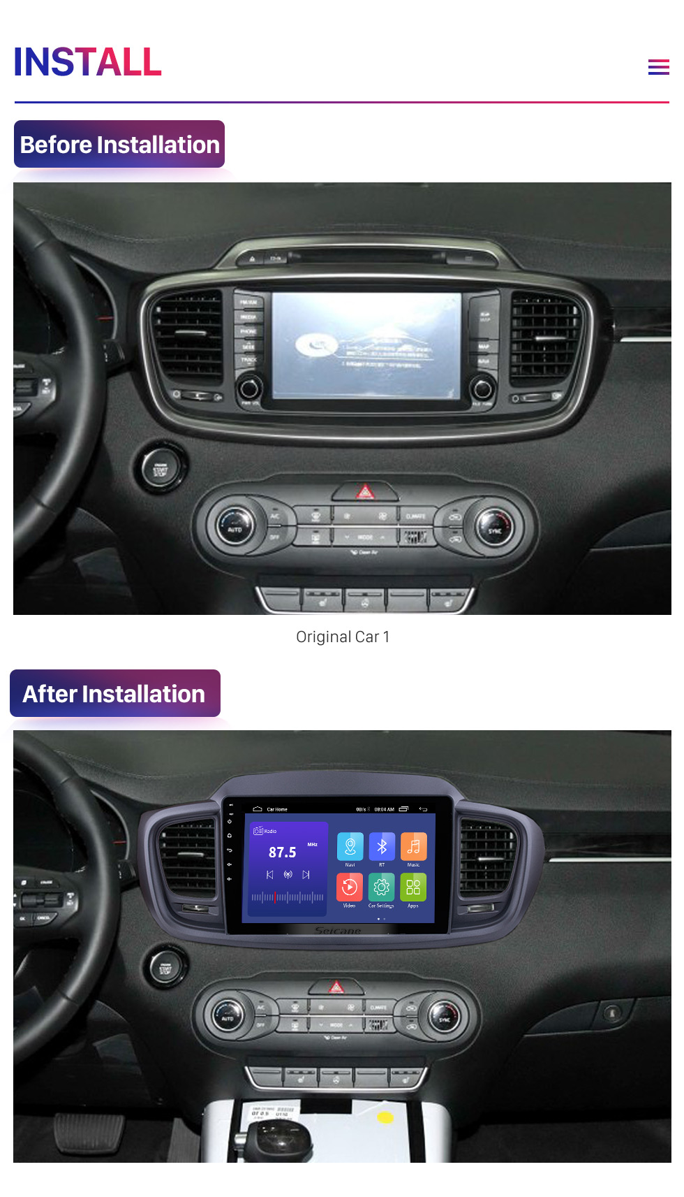 Seicane 10.1 inch Android 9.0 1024*600 Touch Screen Radio Car Multimedia Player For 2015 2016 KIA SORENTO (LHD) GPS Navigation upgrade Head unit with 3G WiFi Radio Bluetooth Music USB Mirror Link support DVR OBD2 Backup Camera Steering Wheel Control TPMS Seicane 10.1 inch Android 9.0 1024*600 Touch Screen Radio Car Multimedia Player For 2015 2016 KIA SORENTO (LHD) GPS Navigation upgrade Head unit with 3G WiFi Radio Bluetooth Music USB Mirror Link support DVR OBD2 Backup Camera Steering Wheel Control TPMS