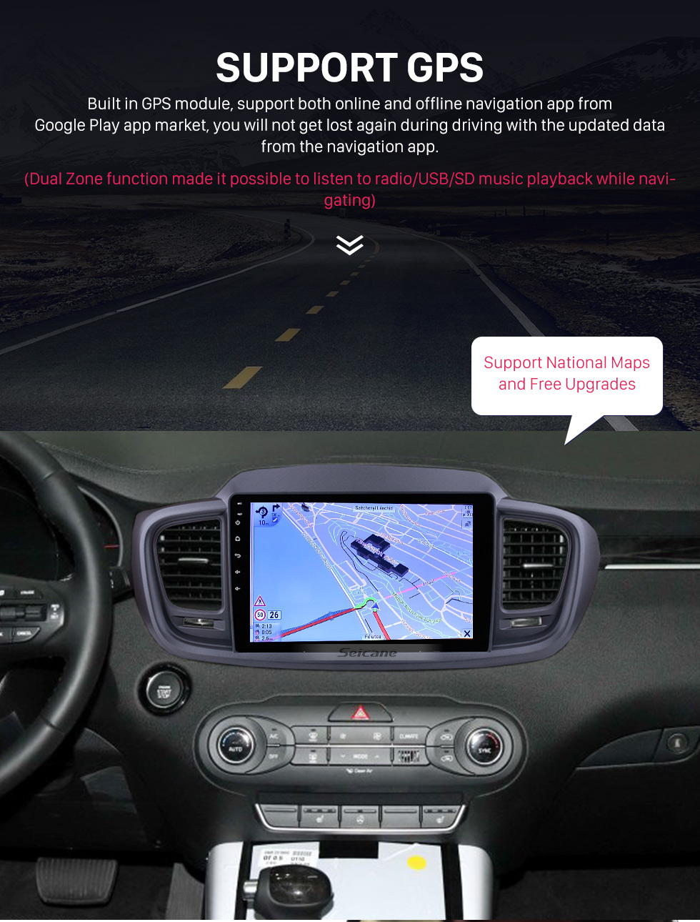 Seicane 10.1 inch Android 9.0 1024*600 Touch Screen Radio Car Multimedia Player For 2015 2016 KIA SORENTO (LHD) GPS Navigation upgrade Head unit with 3G WiFi Radio Bluetooth Music USB Mirror Link support DVR OBD2 Backup Camera Steering Wheel Control TPMS Seicane 10.1 inch Android 9.0 1024*600 Touch Screen Radio Car Multimedia Player For 2015 2016 KIA SORENTO (LHD) GPS Navigation upgrade Head unit with 3G WiFi Radio Bluetooth Music USB Mirror Link support DVR OBD2 Backup Camera Steering Wheel Control TPMS