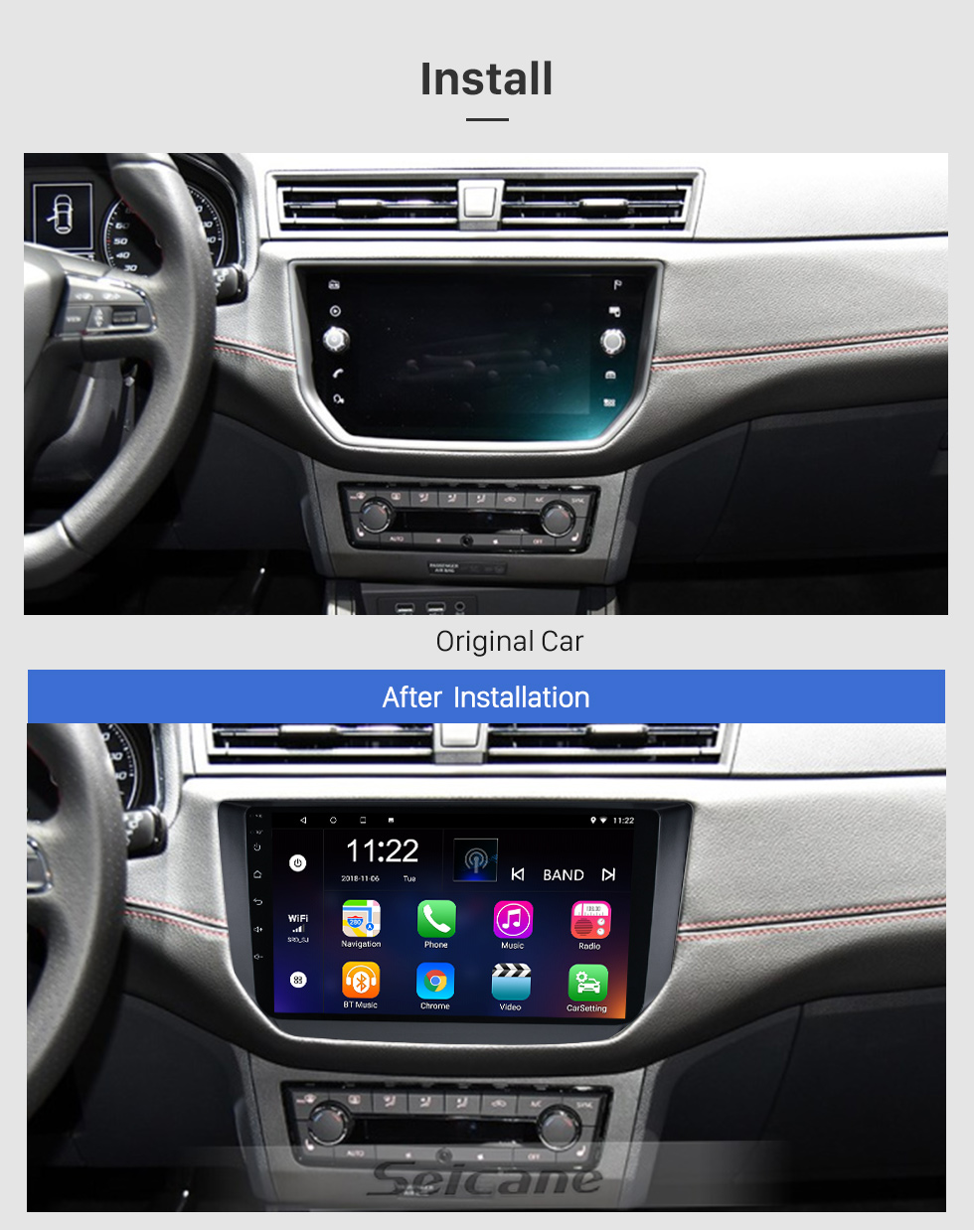 Seicane Android 10,0 HD pantalla táctil de 9 pulgadas para 2018 Seat Ibiza/ARONA Radio sistema de navegación GPS con soporte Bluetooth Carplay
