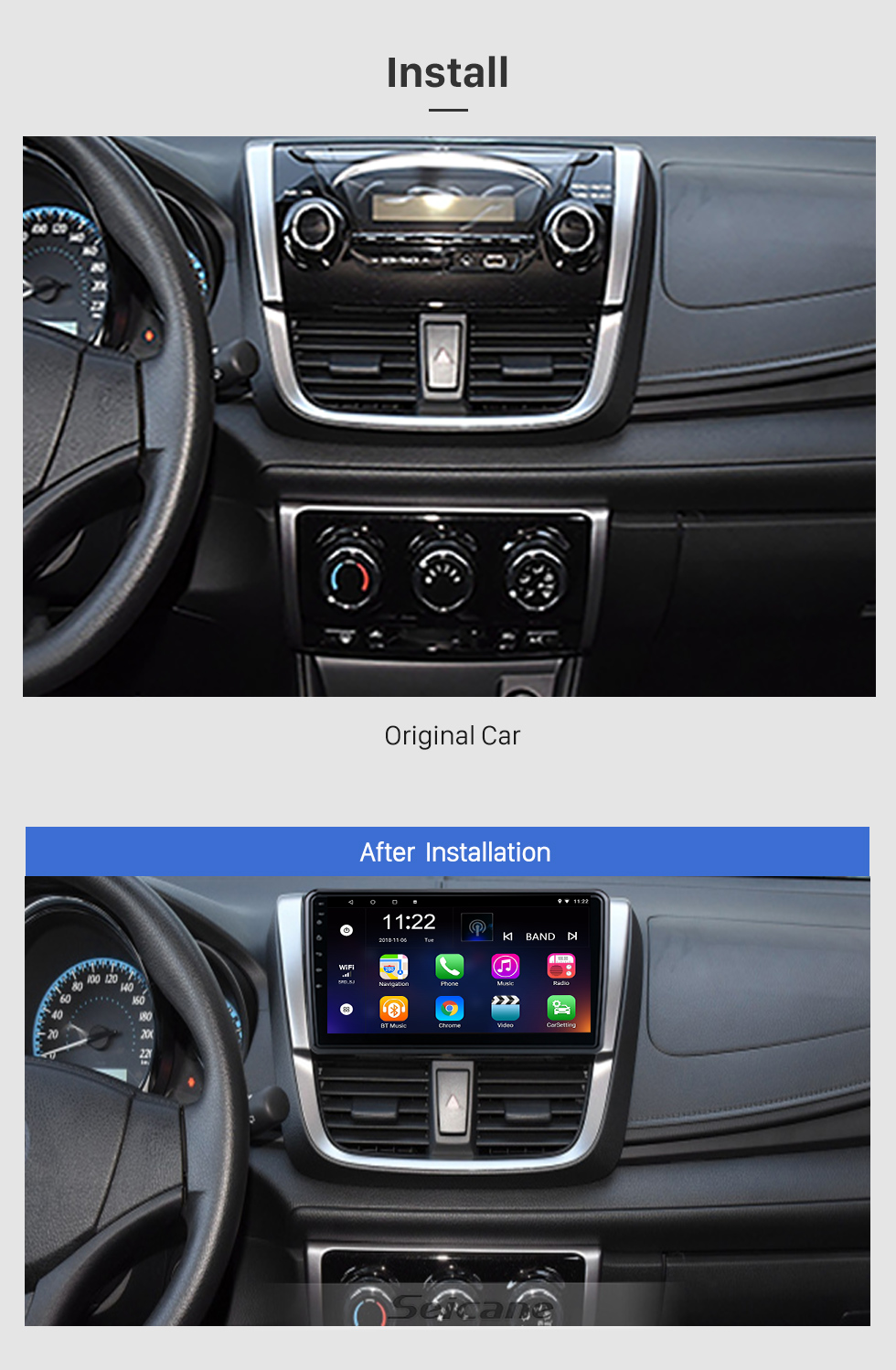 Seicane For 2019 Toyota YARIS L/2020 Vios Radio Android 10.0 HD Touchscreen 10.1 inch GPS Navigation System with WIFI Bluetooth support Carplay DVR