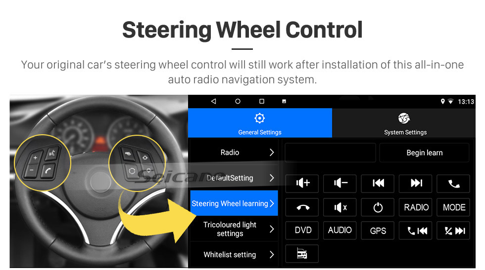 Seicane OEM 9 polegadas Android 13.0 Para 2020 Volkswagen POLO Radio com Bluetooth HD Touchscreen Sistema de navegação GPS com suporte para Carplay DAB +
