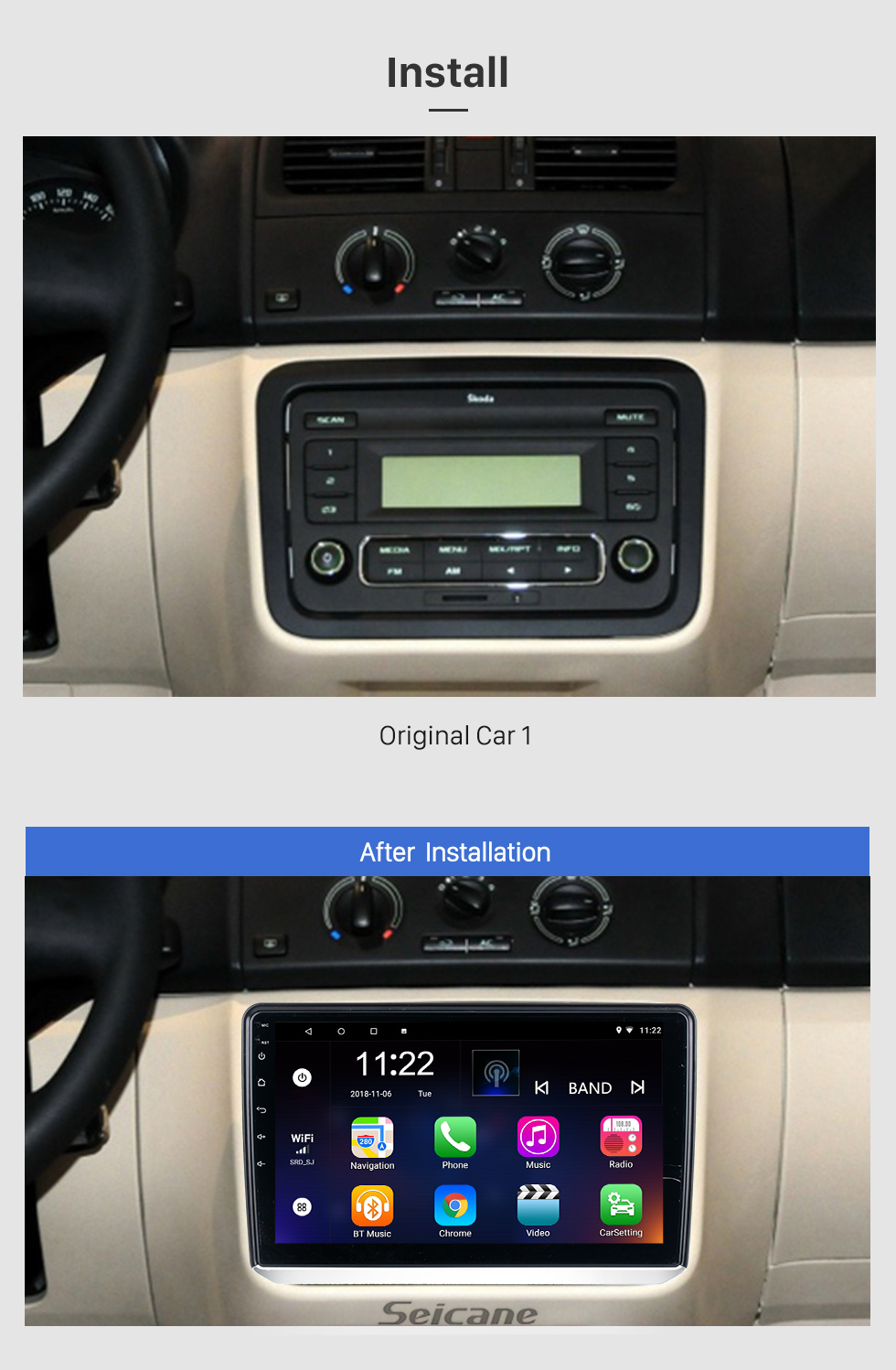 Seicane HD Touchscreen 9 polegadas para 2018 Honda Elysion Radio Android 10.0 Sistema de Navegação GPS com suporte Bluetooth Carplay