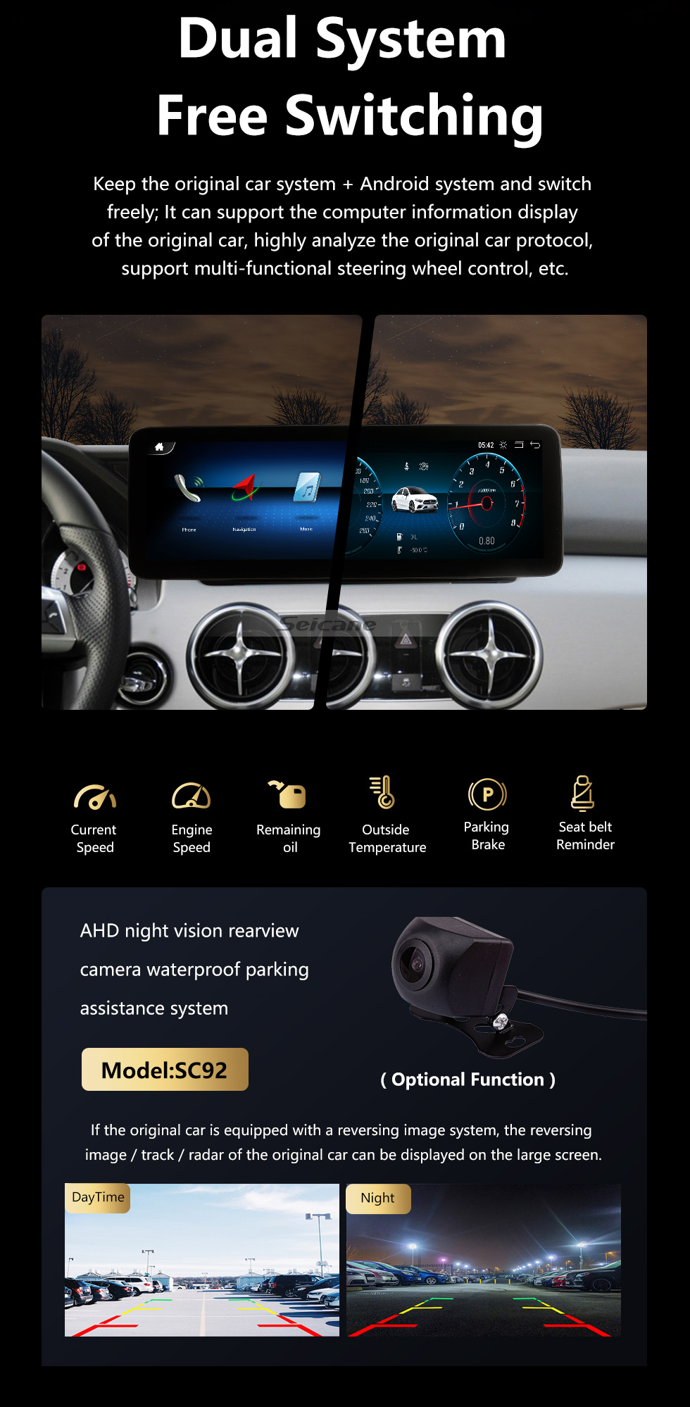 Seicane Carplay Android 11.0 HD Touchsreen 12.3 pulgadas para 2008-2013 2014 2015 Mercedes GLK X204 GLK300 GLK200 GLK260 GLK250 Sistema de navegación GPS con Bluetooth