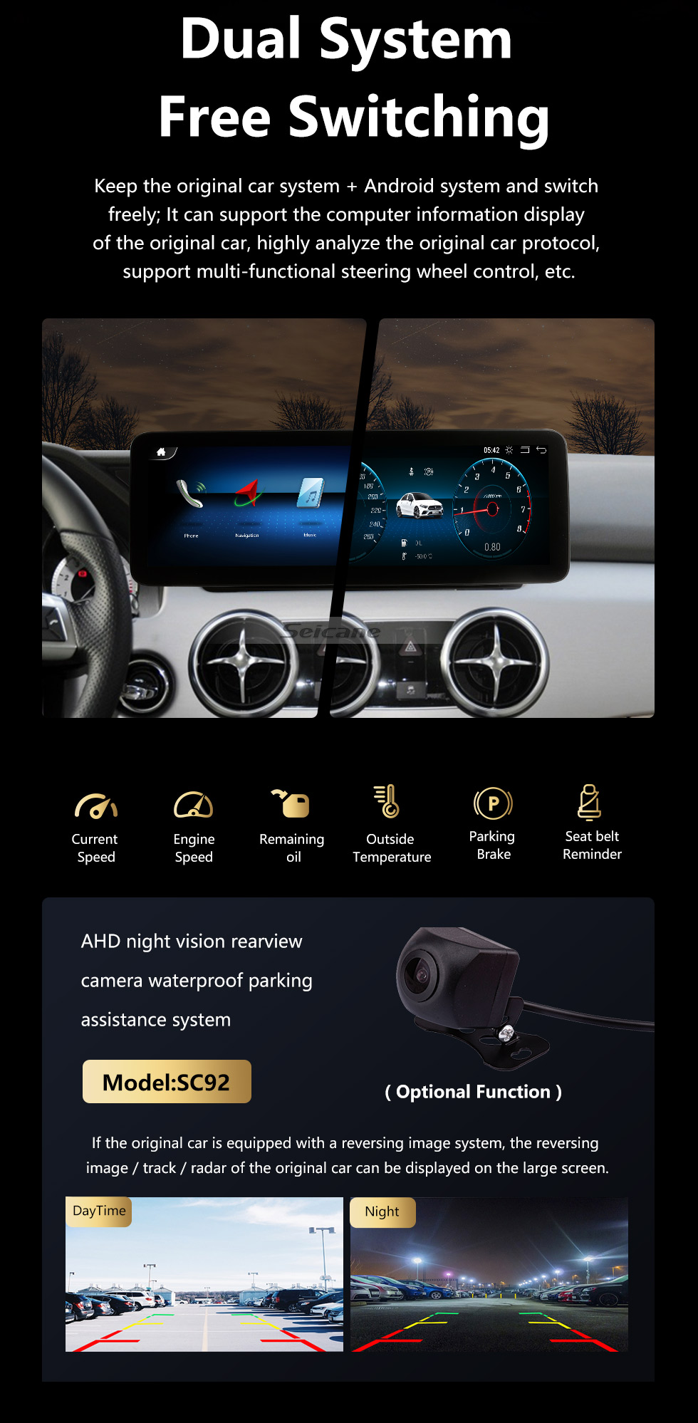 Seicane Carplay Android 11.0 HD Сенсорный экран 12,3 дюйма для 2008-2013 2014 2015 Mercedes GLK X204 GLK300 GLK200 GLK260 GLK250 Система GPS-навигации с Bluetooth