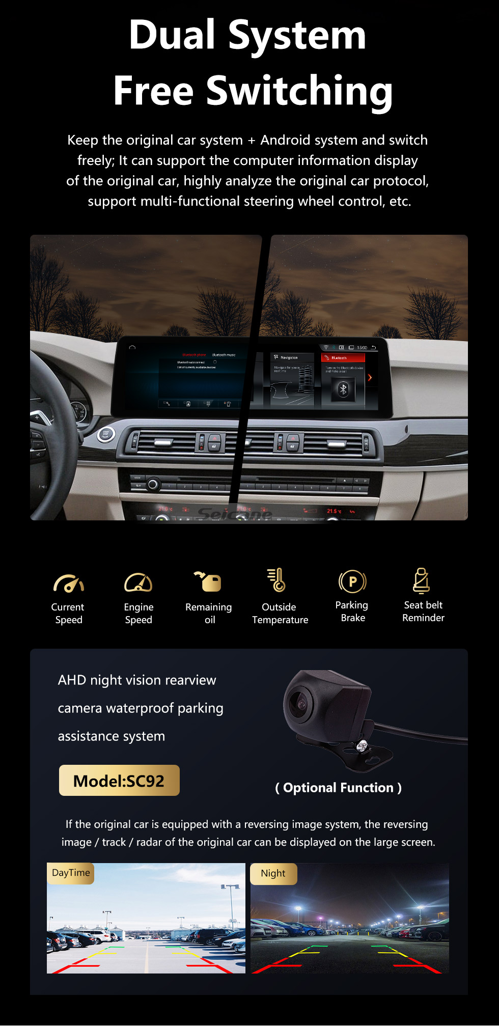 Seicane Android 11.0 12,3 дюйма для 2010-2013 2014 2015 2016 BMW 5 серии F10 F11 Radio HD с сенсорным экраном GPS-навигация с поддержкой Bluetooth DVR