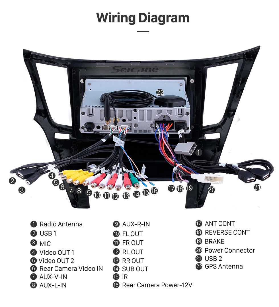 Seicane HD Touchscreen de 9 polegadas Android 12.0 Para Subaru Outback Rádio Sistema de Navegação GPS Bluetooth Carplay suporte Câmera de backup