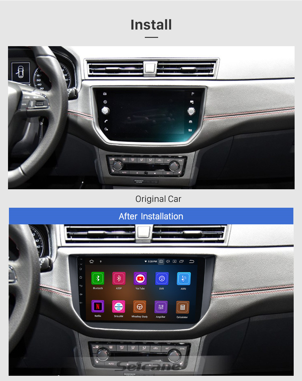 Seicane Android 11.0 для 2018 Seat Ibiza / ARONA Radio 9-дюймовая система GPS-навигации с сенсорным экраном Bluetooth HD Поддержка Carplay DSP