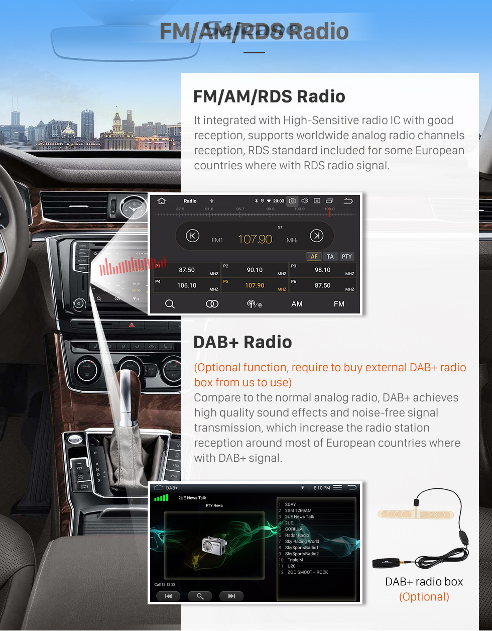 Seicane 9 pulgadas Android 11.0 para 2015 Ford RANGER Radio Sistema de navegación GPS con pantalla táctil HD Bluetooth Carplay compatible con OBD2