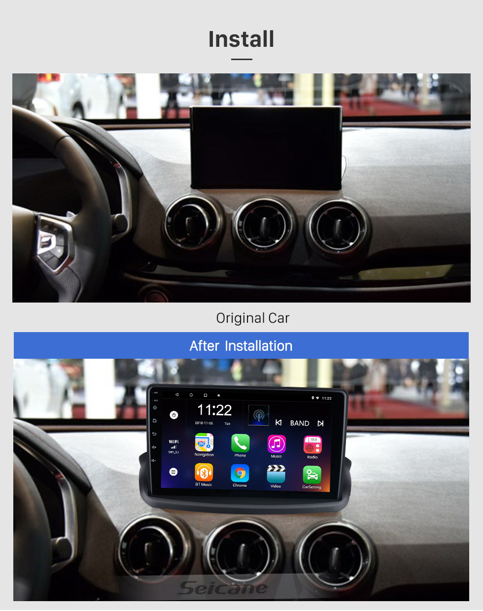 Seicane Para 2020 Hyundai IX25 / CRETA Android 10.0 HD Pantalla táctil Sistema de navegación GPS de 9 pulgadas con soporte WIFI Bluetooth Carplay DVR