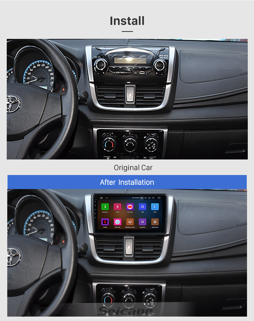 Seicane Para 2019 Toyota YARIS L / 2020 Vios Radio Android 11.0 HD Touchscreen de 10,1 polegadas com AUX Bluetooth GPS Navigation System Carplay compatível com vídeo 1080P