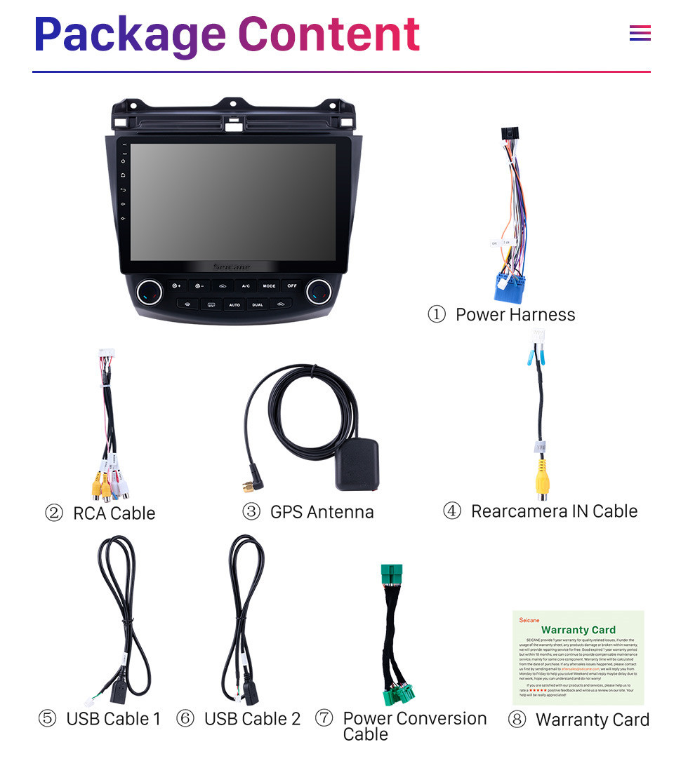 Seicane 10.1 pulgadas Android 9.0 HD 1024 * 600 Pantalla táctil Radio de coche para 2003 2004 2005 2006 2007 Honda Accord 7 Navegación GPS Bluetooth Música WIFI USB Mirror Link Unidad principal Soporte DVR OBD2 Control del volante Cámara de respaldo Seicane 10.1 pulgadas Android 9.0 HD 1024 * 600 Pantalla táctil Radio de coche para 2003 2004 2005 2006 2007 Honda Accord 7 Navegación GPS Bluetooth Música WIFI USB Mirror Link Unidad principal Soporte DVR OBD2 Control del volante Cámara de respaldo