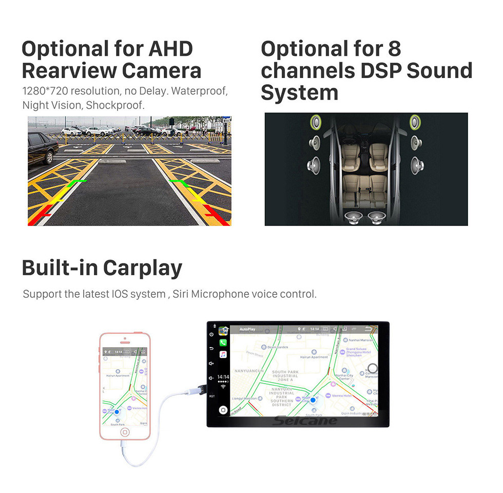 Seicane Android 6.0 Universal One DIN Car Radio Navegação GPS Player Multimídia com Bluetooth WI-FI Suporte de Música Espelho Link SWC DVR 1080P Vídeo Seicane Android 6.0 Universal One DIN Car Radio Navegação GPS Player Multimídia com Bluetooth WI-FI Suporte de Música Espelho Link SWC DVR 1080P Vídeo