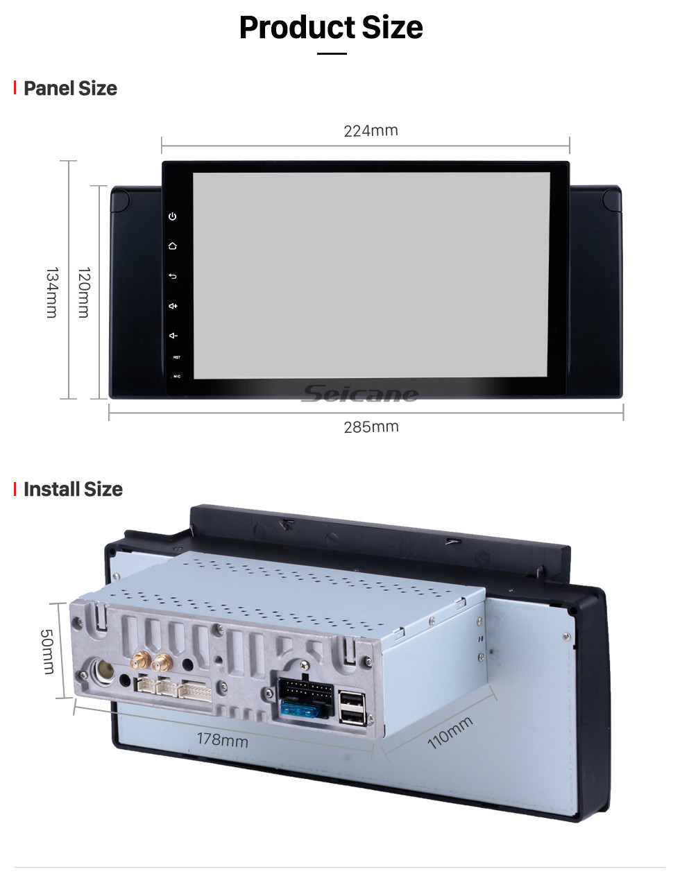 Seicane 9 Inch in Dash Android 11.0 for 2002-2004 BMW 5 Series E39 520i 523i 525i M5 BMW 7-serie E38 BMW X5 E53 BMW M5 Range Rover GPS Navigation System with HD Touch Screen 3G WiFi TPMS USB DVR OBDII Rear Camera AUX