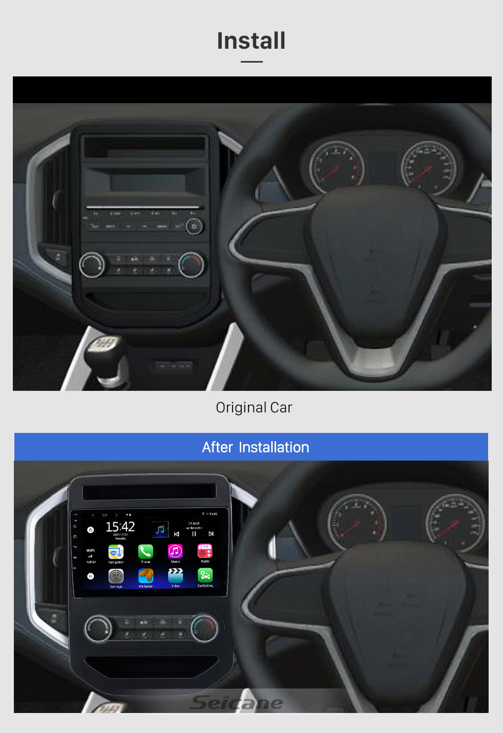 Seicane Pantalla táctil HD 9 pulgadas Android 10.0 Radio de navegación GPS para 2011-2016 MG3 con Bluetooth AUX WIFI compatible Carplay TPMS DAB + OBD