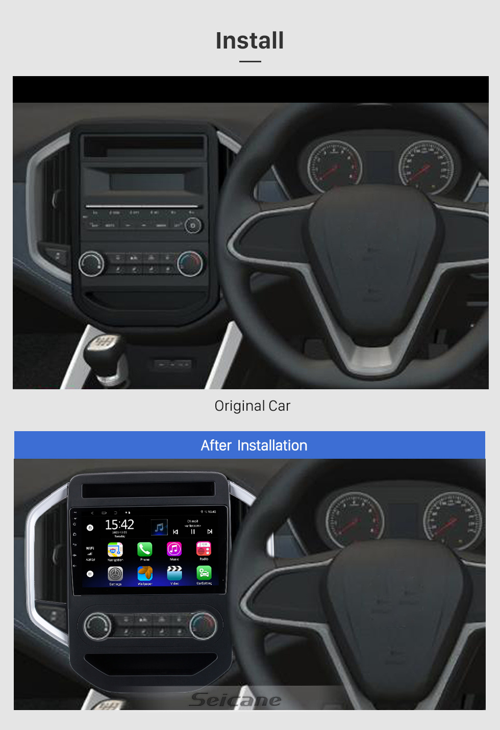 Seicane Écran tactile HD 9 pouces Android 10.0 Radio de navigation GPS pour 2011-2016 MG3 avec prise en charge de Bluetooth AUX WIFI Carplay TPMS DAB + OBD