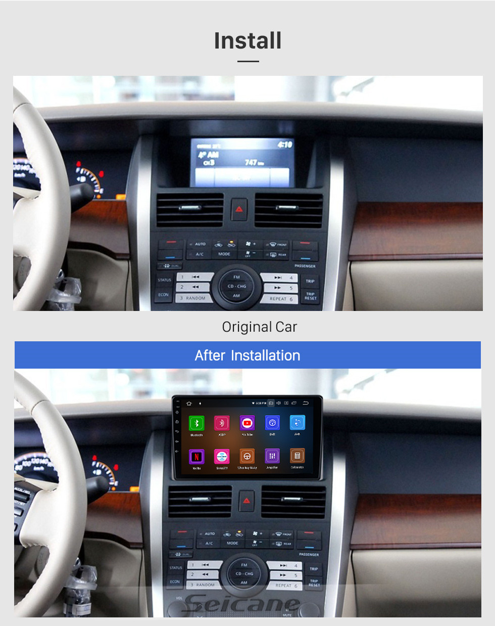 Seicane Pantalla táctil HD para 2004 2005 2006 2007 Nissan Teana Radio Android 11.0 Navegación GPS de 9 pulgadas Soporte Bluetooth Carplay Cámara de respaldo TPMS