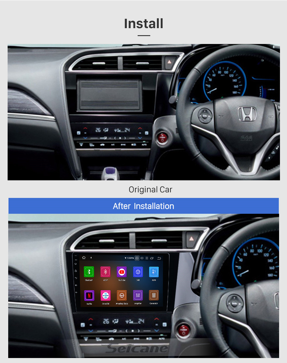 Seicane OEM Android 11.0 pour Radio Honda Shuttle RHD 2016 avec Bluetooth 9 pouces HD à écran tactile Système de navigation GPS Carplay support DSP