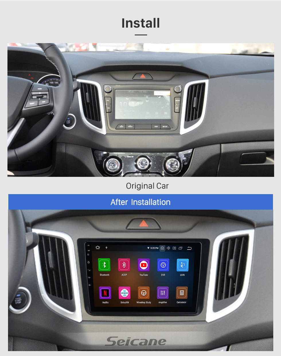 Seicane 10,1-дюймовый Android 11.0 для Hyundai IX25 / CRETA Radio GPS-навигационная система с сенсорным экраном HD 2020 Поддержка Bluetooth Carplay OBD2