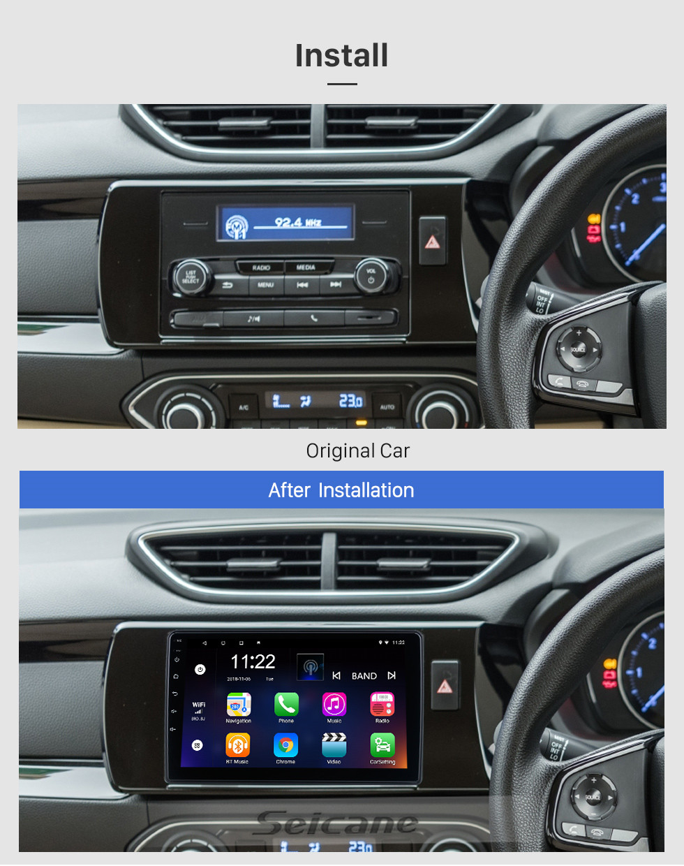 Seicane Android 10.0 HD Touchscreen de 9 polegadas para 2004-2007 Nissan Teana Radio Sistema de navegação GPS com suporte para Bluetooth Câmera traseira Carplay