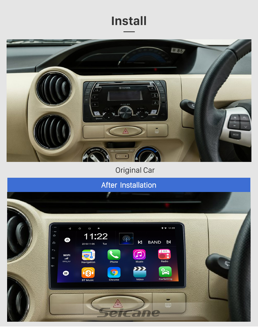 Seicane HD Touchscreen 9 polegadas para 2018 Honda Elysion Radio Android 10.0 Sistema de Navegação GPS com suporte Bluetooth Carplay