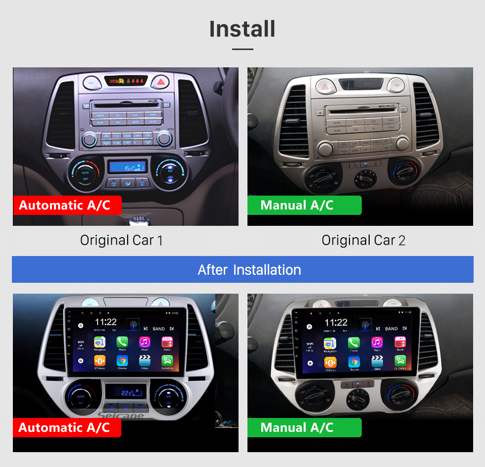 Seicane Para 2008-2012 Hyundai i20 Radio Android 13.0 HD Pantalla táctil Sistema de navegación GPS de 9 pulgadas con soporte WIFI Bluetooth Carplay DVR