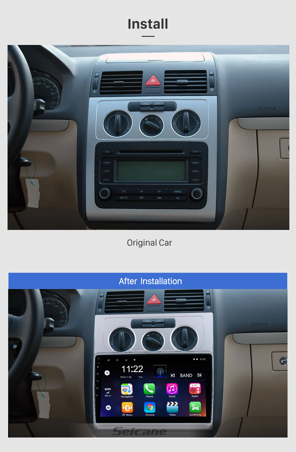 Android Radio for 2004-2008 VW Volkswagen Touran Auto A/C