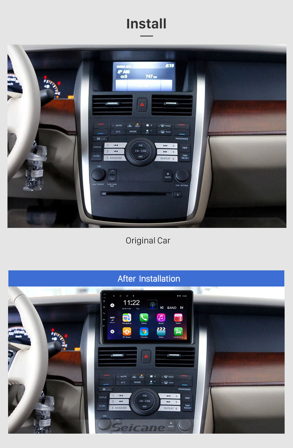 Seicane Écran tactile HD 9 pouces pour 2018 Honda Elysion Radio Android 10.0 Système de navigation GPS avec prise en charge Bluetooth Carplay