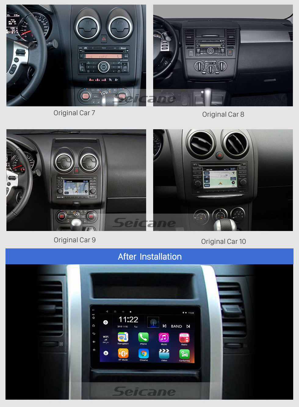 Seicane Système de navigation GPS radio universel Android 12.0 de 8 pouces avec prise en charge Bluetooth à écran tactile HD Carplay OBD2