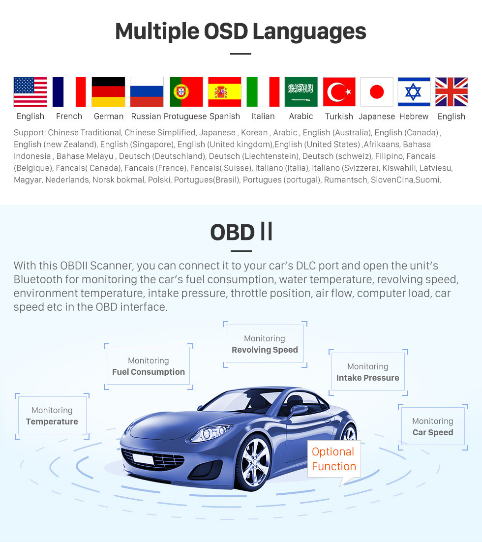 Seicane Sistema de navegación GPS con radio universal Android 12.0 de 8 pulgadas con pantalla táctil HD Soporte Bluetooth Carplay OBD2