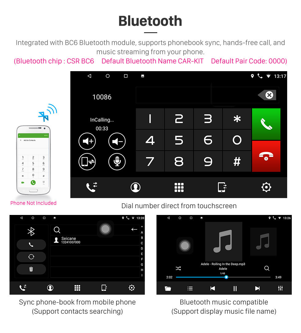 Seicane Système de navigation GPS radio universel Android 12.0 de 8 pouces avec prise en charge Bluetooth à écran tactile HD Carplay OBD2