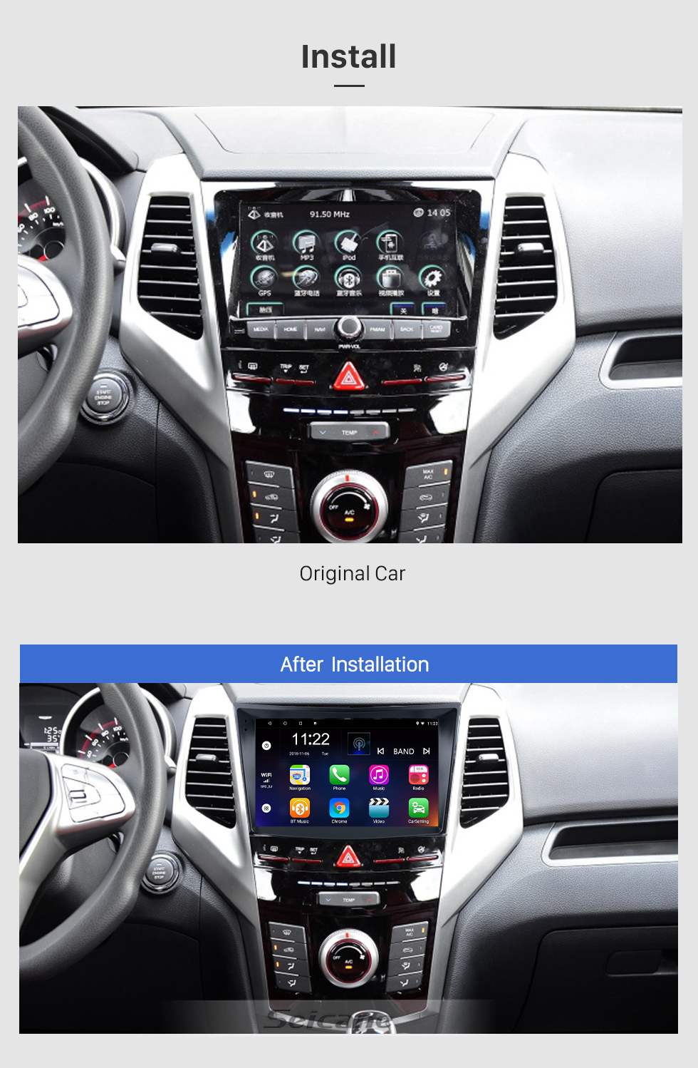 Seicane Android 10.0 HD Touchscreen 9 inch 2015 SSANG YONG Tivolan Radio GPS Navigation System with Bluetooth support Carplay 