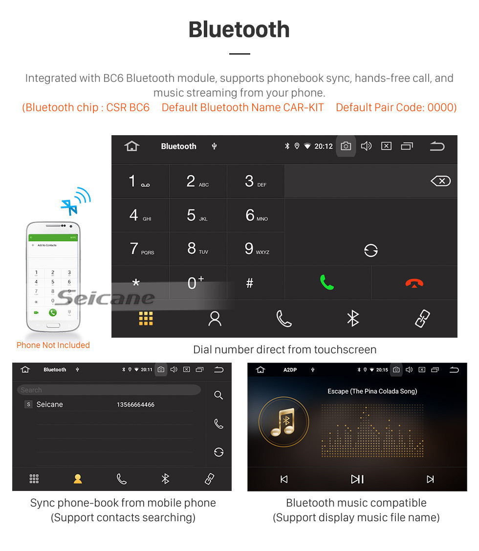 Seicane Android 11.0 HD écran tactile 9 pouces 2015 SSANG YONG Tivolan Radio système de navigation GPS avec support Bluetooth Carplay