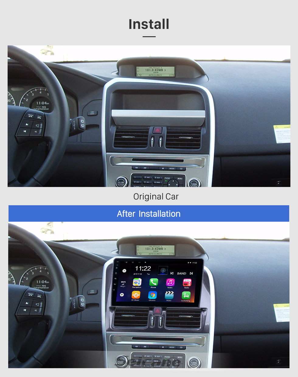 Seicane Tela sensível ao toque HD de 9 polegadas para 2008 2009 2010-2016 Volvo XC60 Rádio Android 13.0 Navegação GPS com suporte para Bluetooth Câmera traseira Carplay