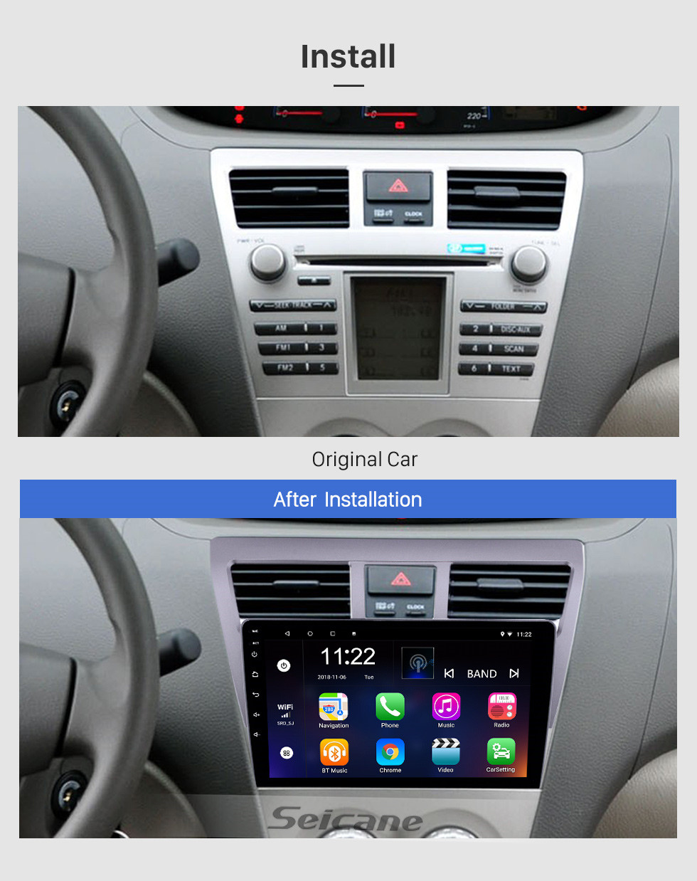 Seicane OEM 9 inch HD Touch Screen GPS Navigation System Radio For 2007-2012 Toyota VIOS Support TPM DVR 3G WiFi Remote Control Bluetooth Seicane OEM 9 inch HD Touch Screen GPS Navigation System Radio For 2007-2012 Toyota VIOS Support TPM DVR 3G WiFi Remote Control Bluetooth