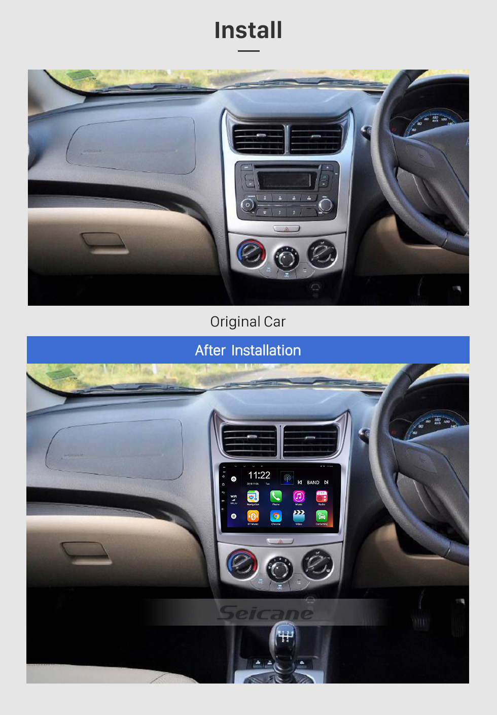 Seicane 8-core 9 inch Touchscreen Android 8.1 head unit for 2009-2013 Chevy Chevrolet Sail Radio Stereo GPS Navigation with Bluetooth WIFi Seicane 8-core 9 inch Touchscreen Android 8.1 head unit for 2009-2013 Chevy Chevrolet Sail Radio Stereo GPS Navigation with Bluetooth WIFi
