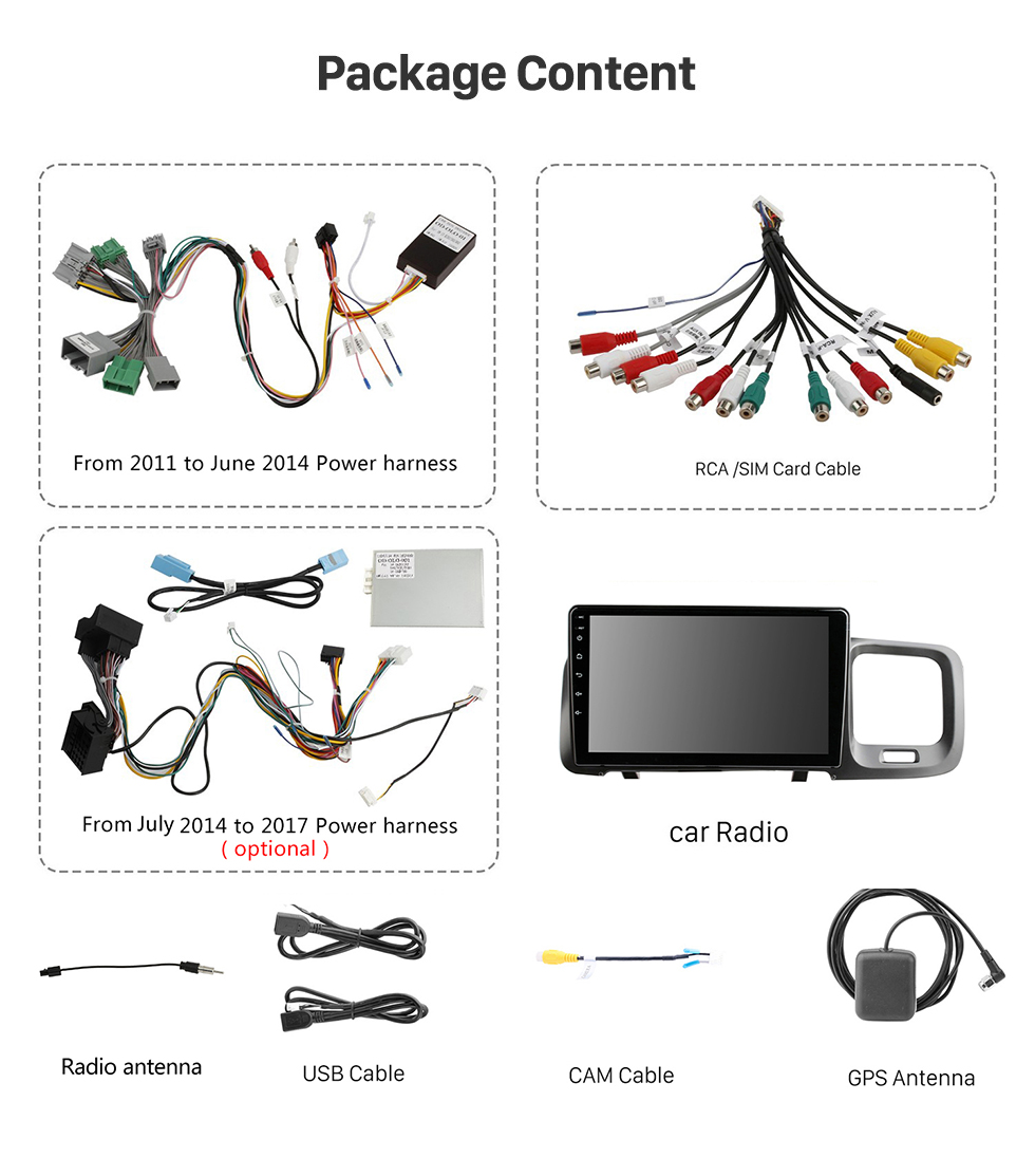 Seicane 9 pulgadas Android 13.0 para 2011-2015 Volvo S60 Sistema de navegación GPS estéreo con soporte de pantalla táctil Bluetooth Cámara de visión trasera