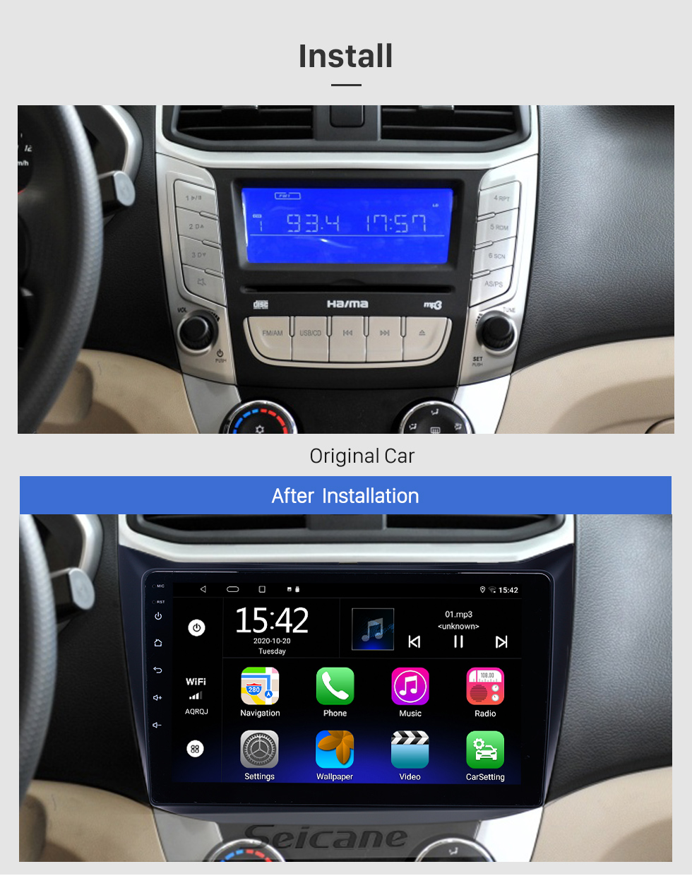 Seicane Écran tactile HD 9 pouces pour 2018 Honda Elysion Radio Android 10.0 Système de navigation GPS avec prise en charge Bluetooth Carplay